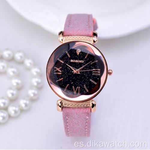 Relojes Gogoey, reloj de cuero con cielo estrellado para mujer, pulsera de vestir elegante con diamantes a la moda para mujer, reloj femenino de alta calidad